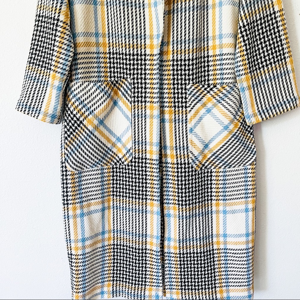 TOPSHOP Check Duster Coat Multicolor Size 6 NWOT - Picture 9 of 13